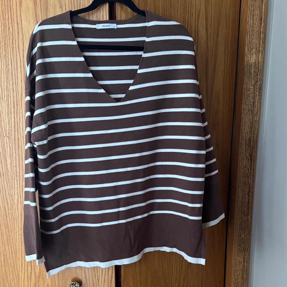 Ricki's Brown and White Striped Sweater